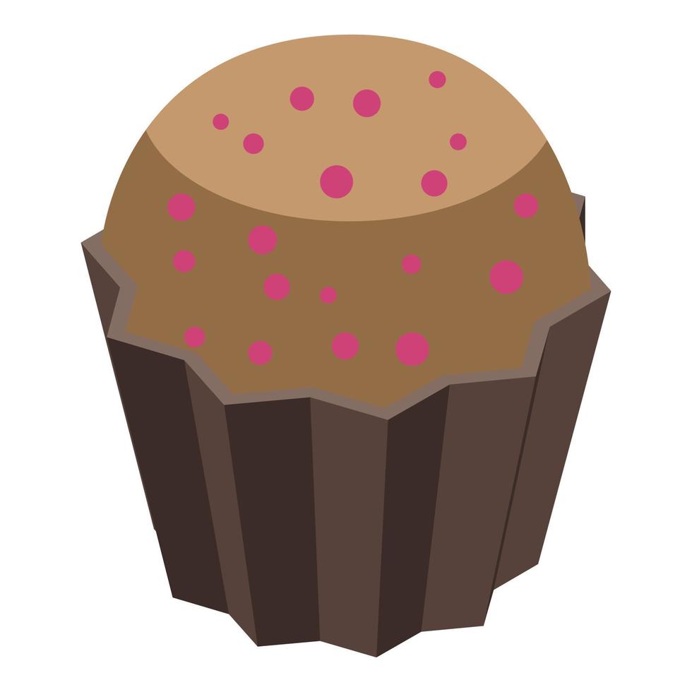 Cupcake mangosteen icon, isometric style vector