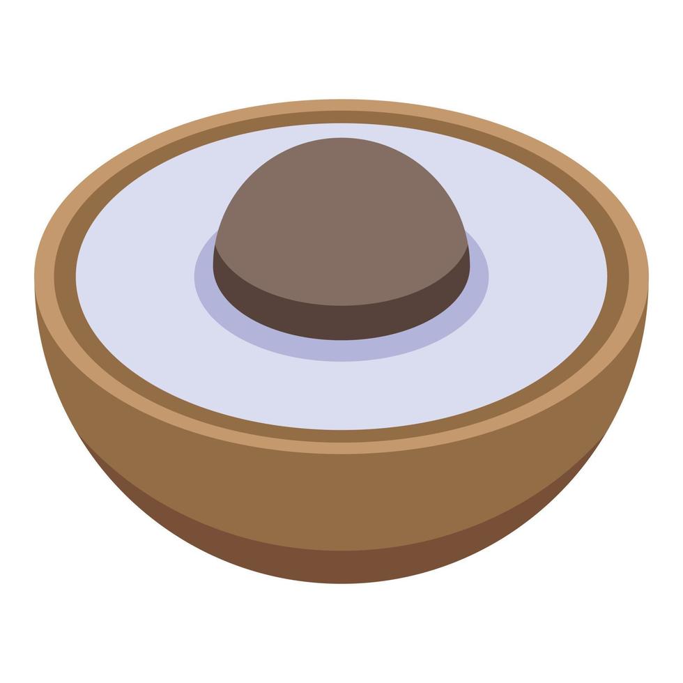 Half fresh longan icon, isometric style vector