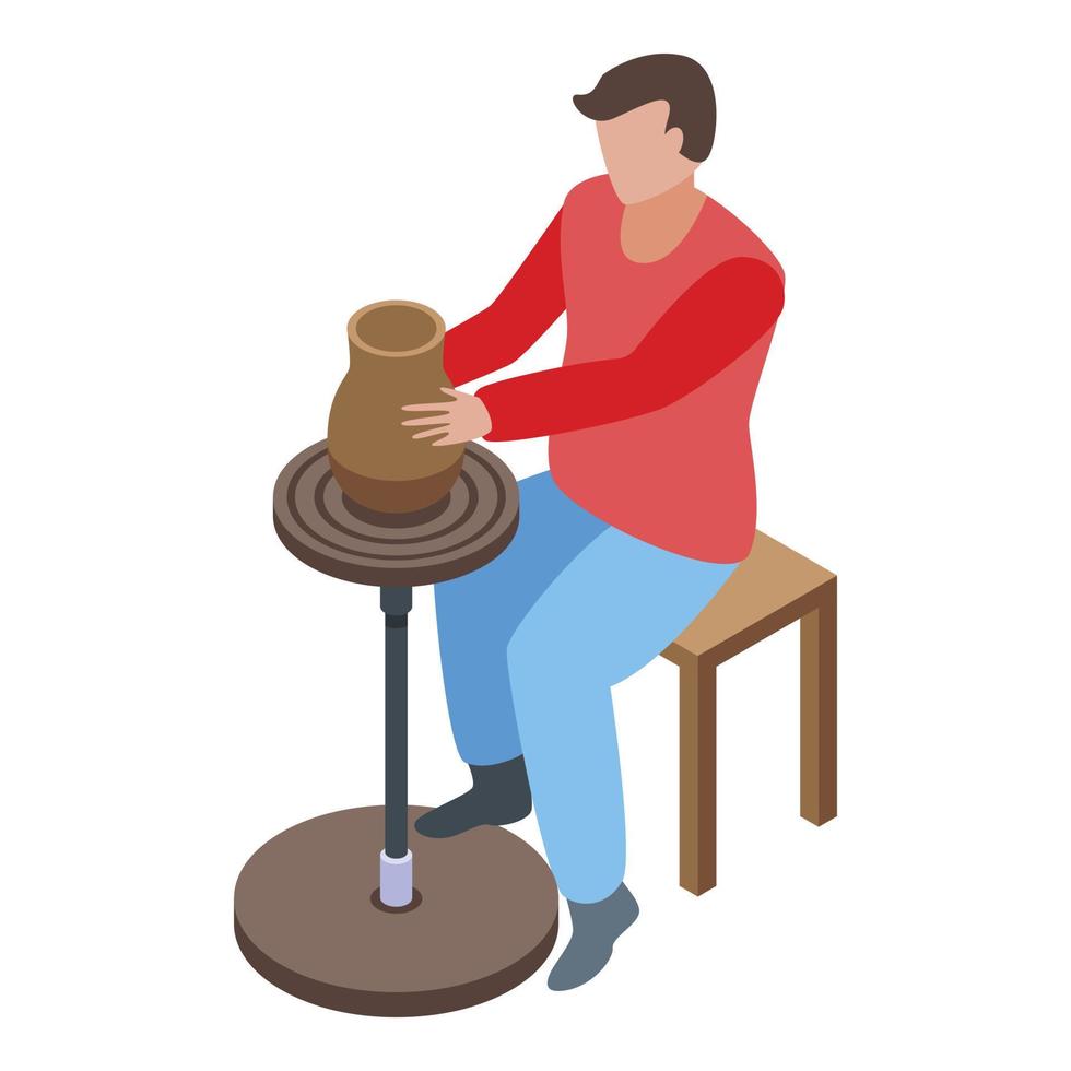 Man pottery icon, isometric style vector