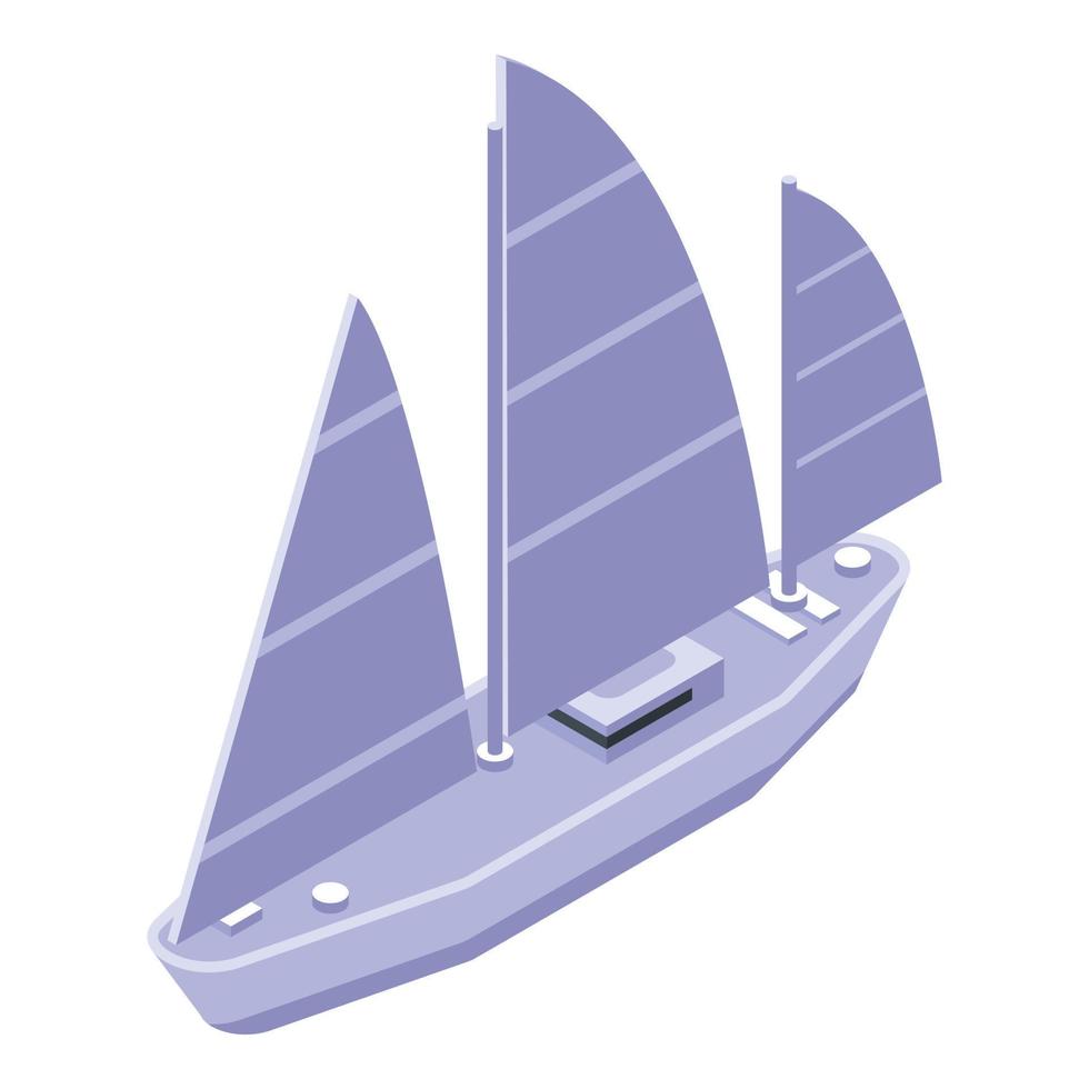 icono de barco de yates, estilo isométrico vector