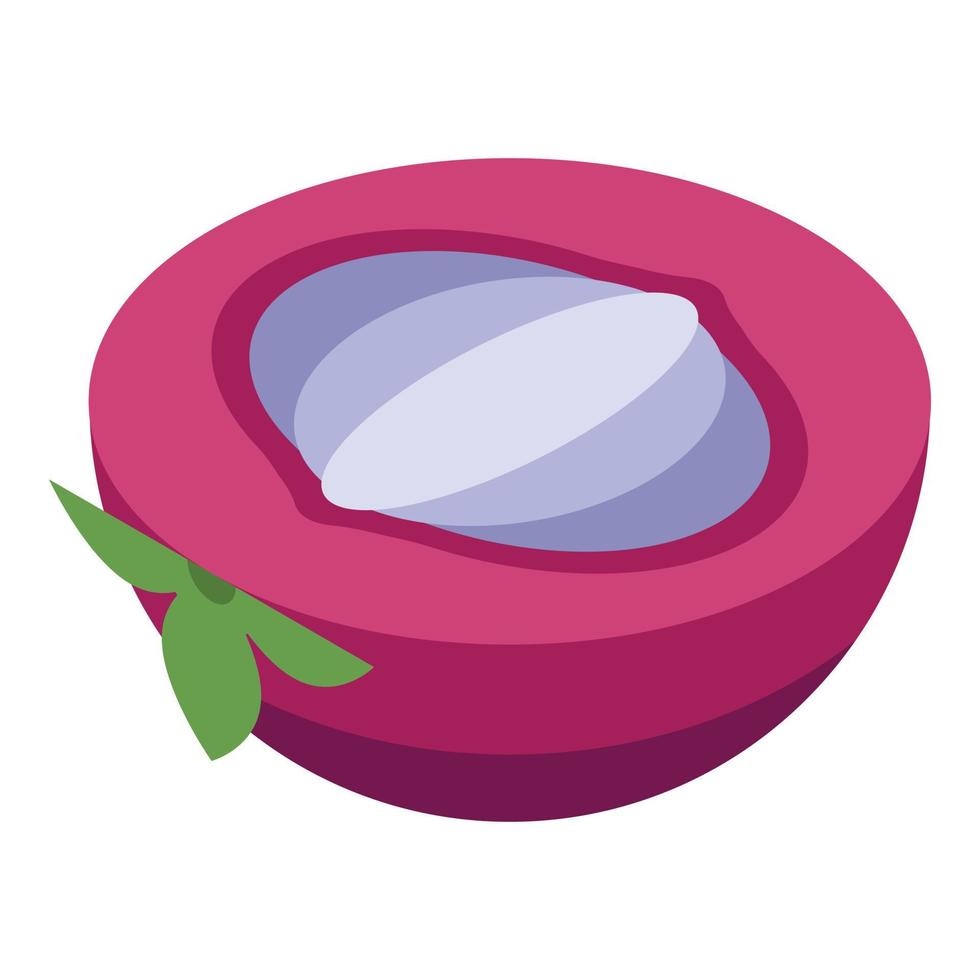 Half mangosteen icon, isometric style vector