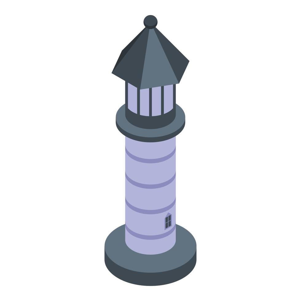 Sea lighthouse icon, isometric style vector