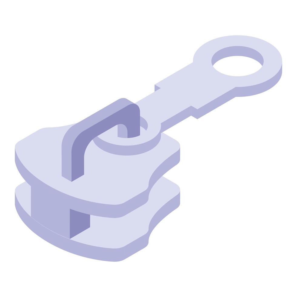 Metal zipper pull icon, isometric style vector