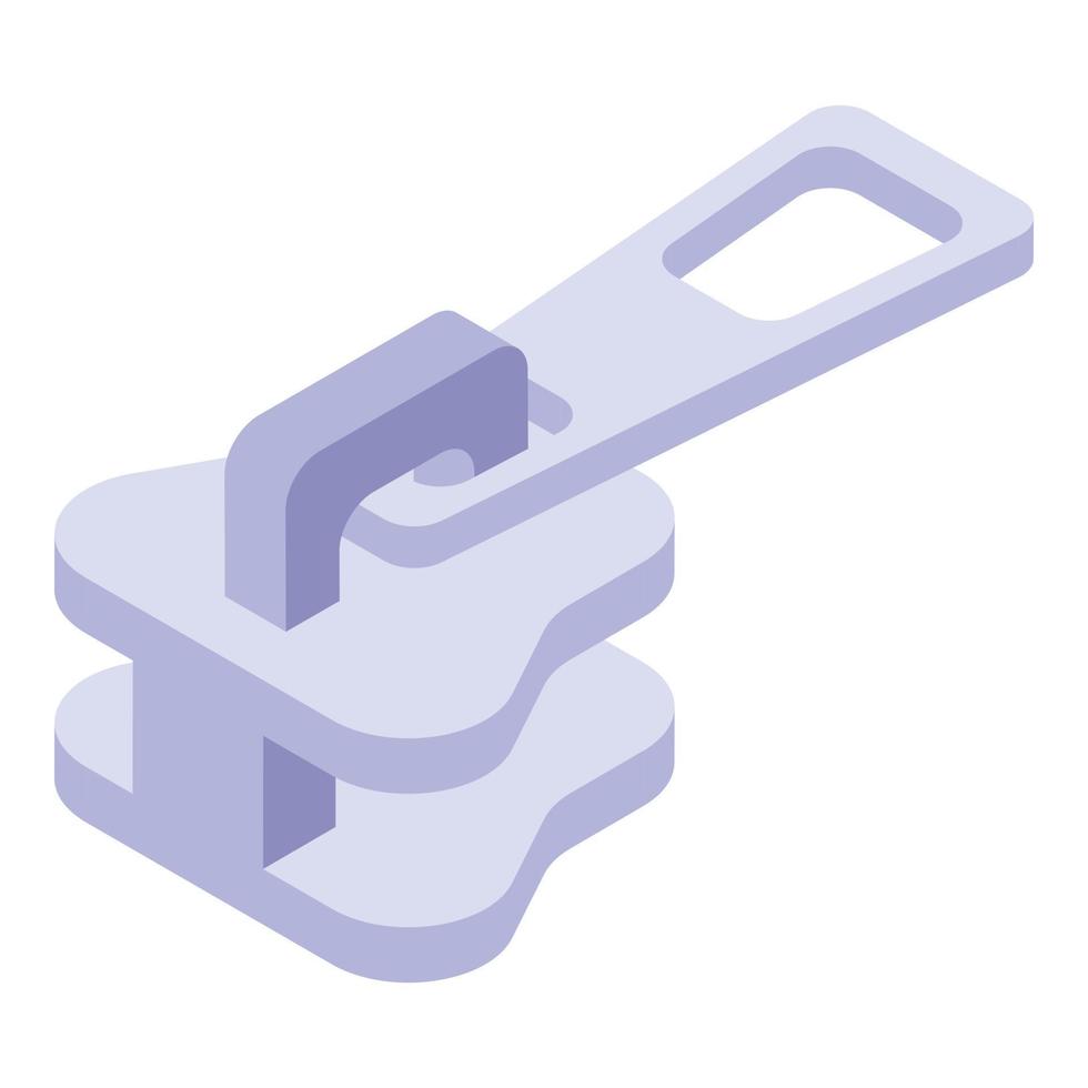 Steel metal zipper icon, isometric style vector