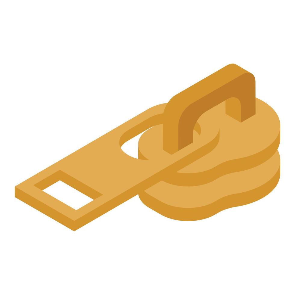 icono de tirador de cremallera dorada, estilo isométrico vector