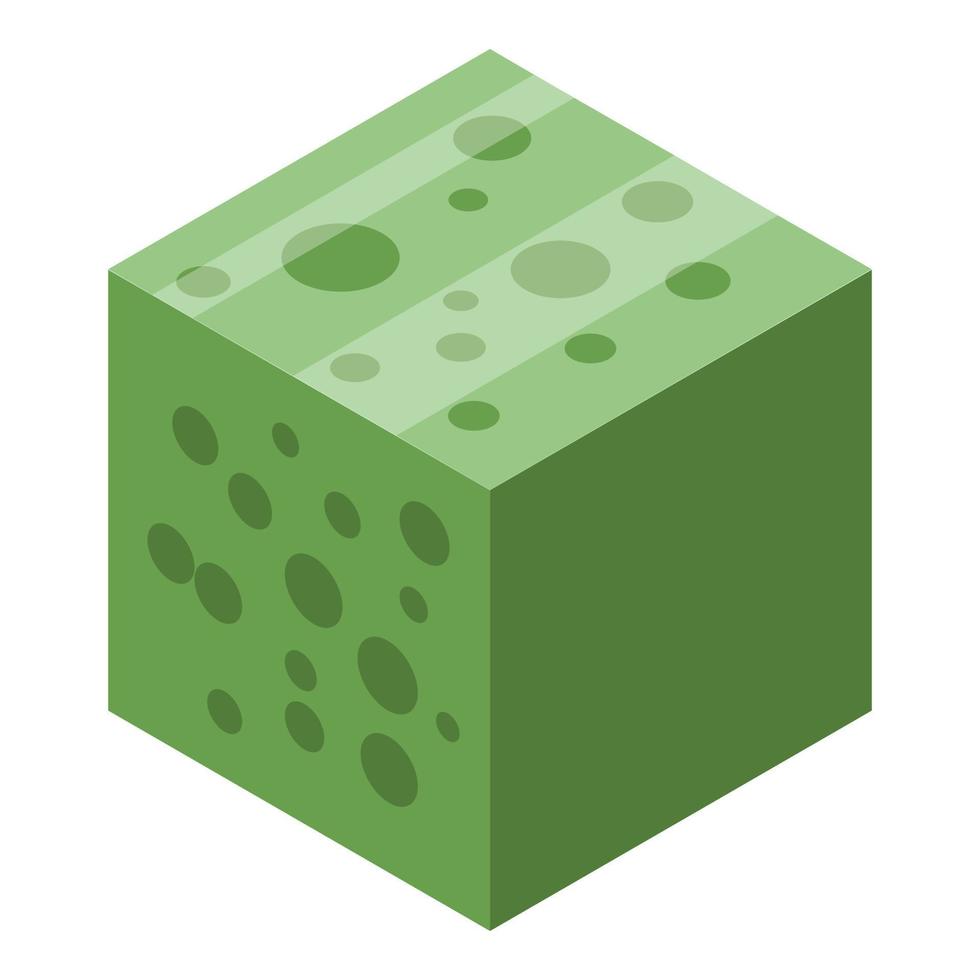 icono de cubo verde dulce, estilo isométrico vector