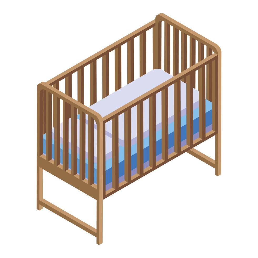 icono de cama de bebé, estilo isométrico vector