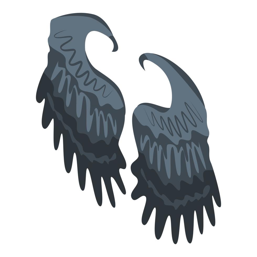 Black wings icon, isometric style vector