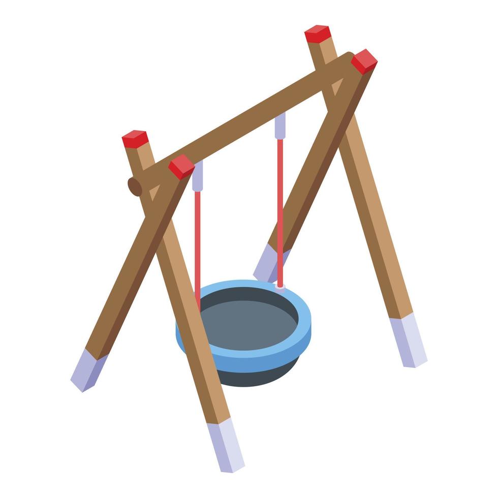 Kid tire swing icon, isometric style vector