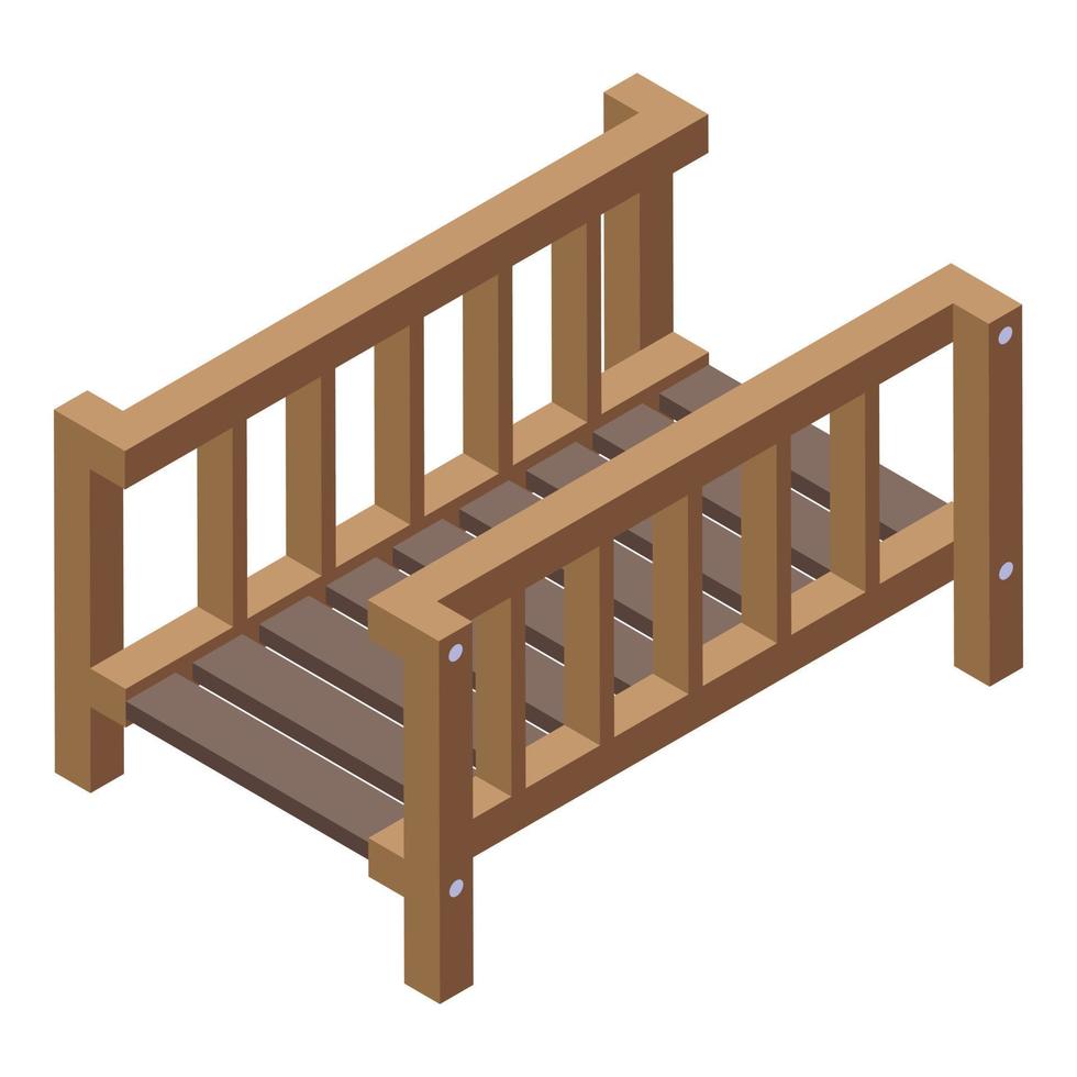 Park wood bridge icon, isometric style vector