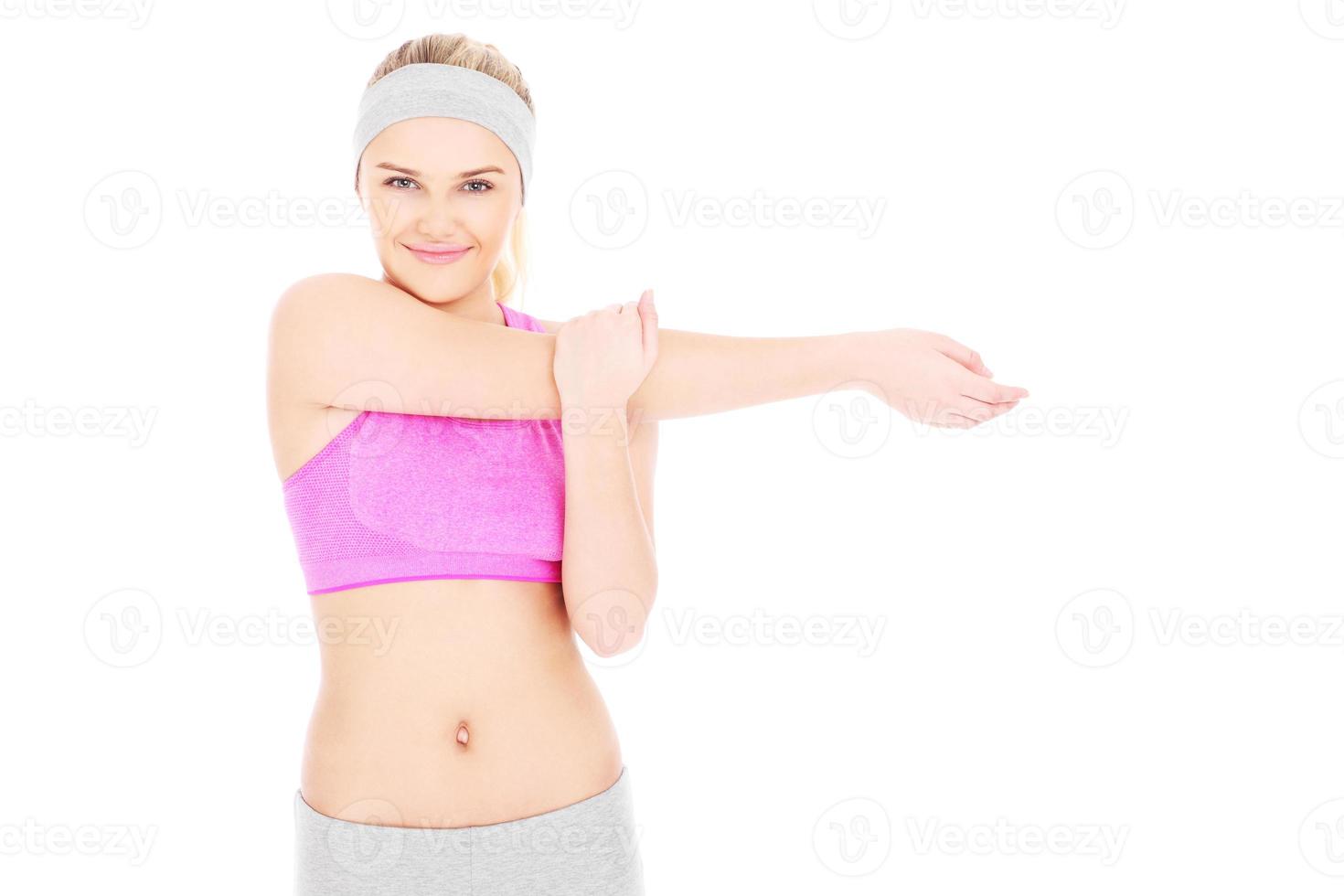 Woman stretching her arms photo