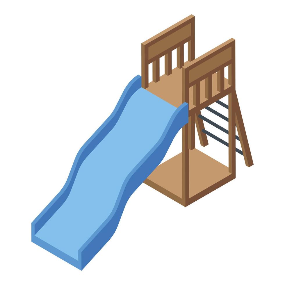 Wood kid slide icon, isometric style vector