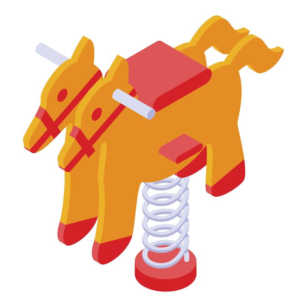 Kid spring horse icon, isometric style vector