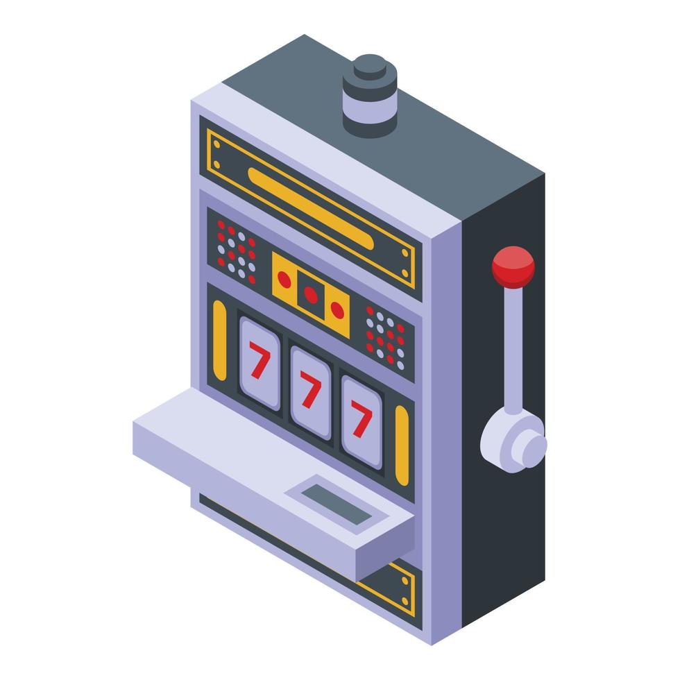 Prize slot machine icon, isometric style vector