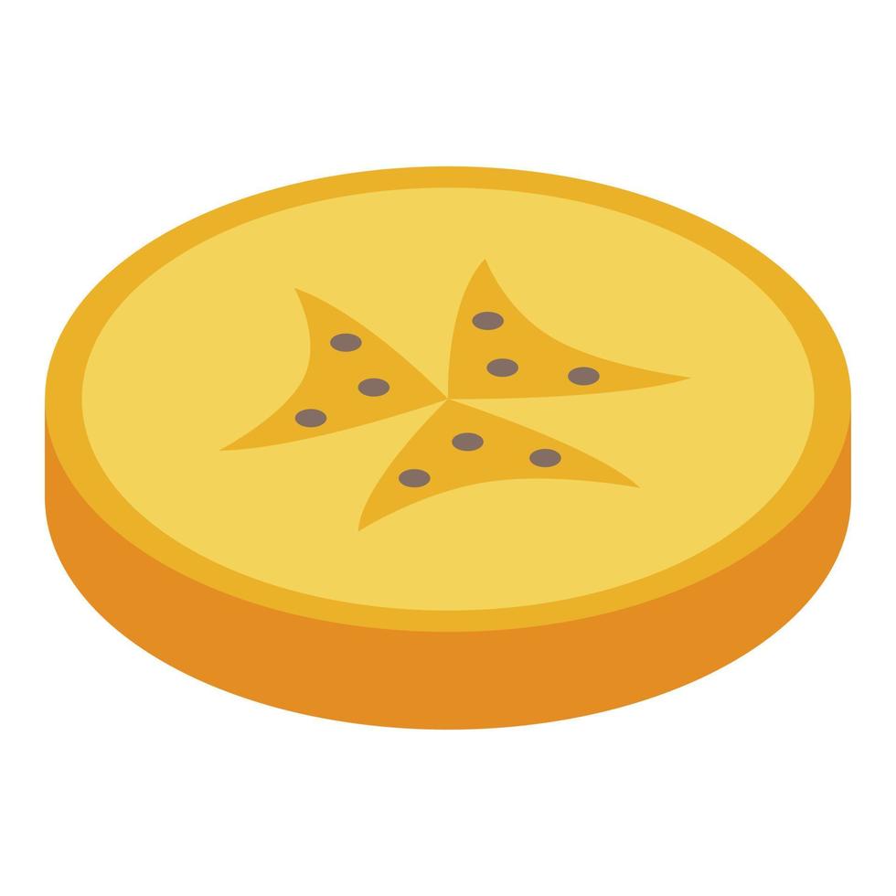 Persimmon slice icon, isometric style vector