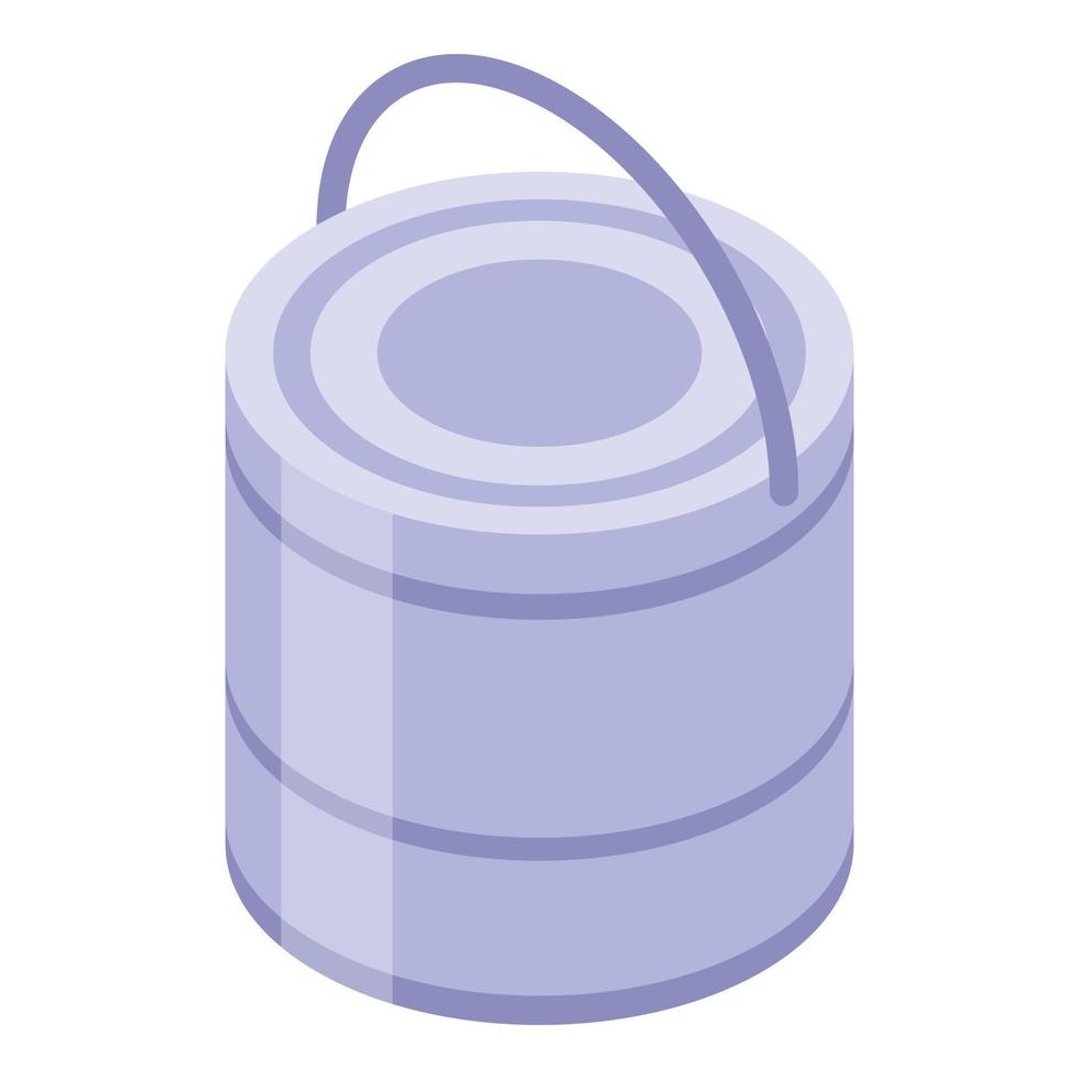 Metal construction bucket icon, isometric style vector