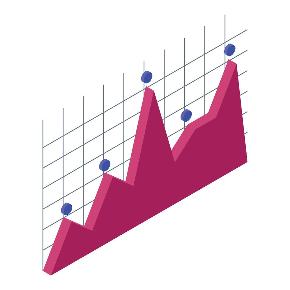 icono de gráfico de negocios de riesgo, estilo isométrico vector