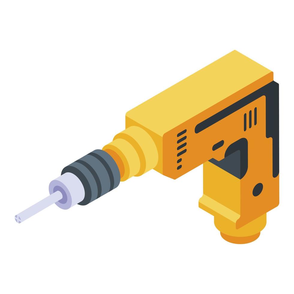 Drill tool icon, isometric style vector