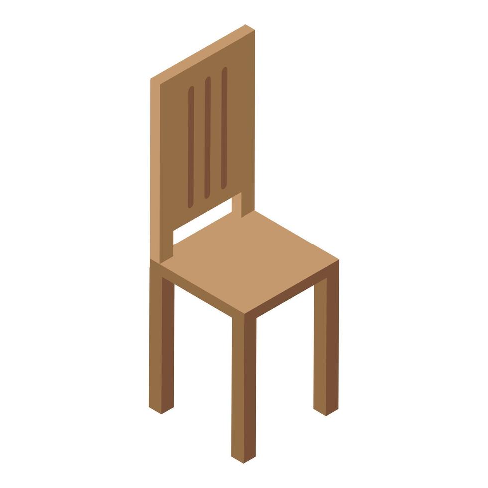 icono de silla de madera, estilo isométrico vector