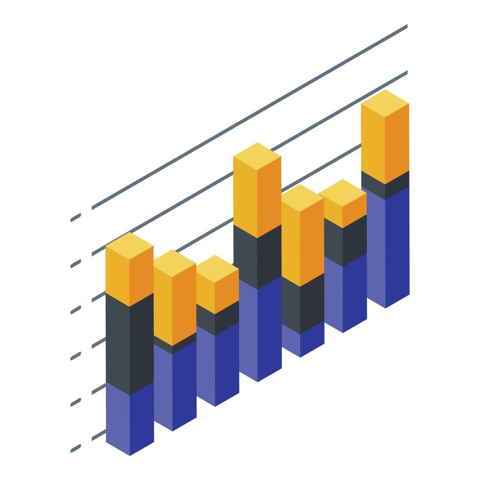 Graph bars icon, isometric style vector