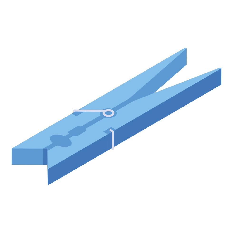 Blue clothes pin icon, isometric style vector
