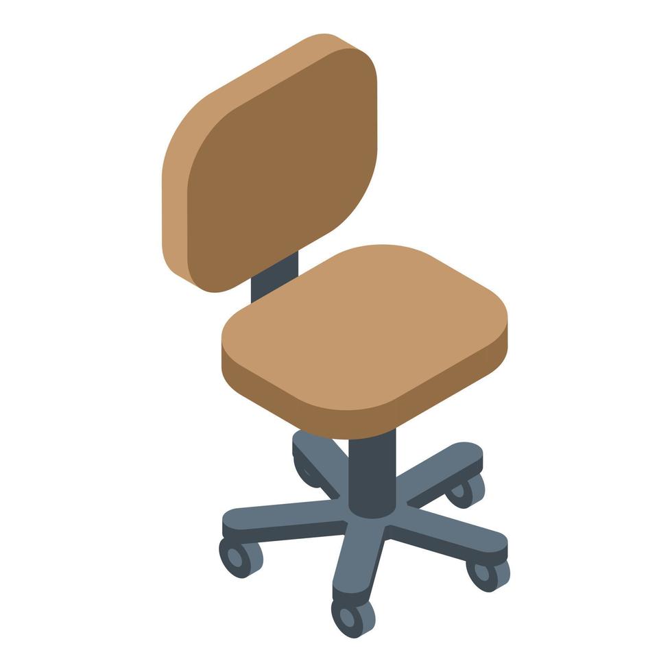 Textile desk chair icon, isometric style vector