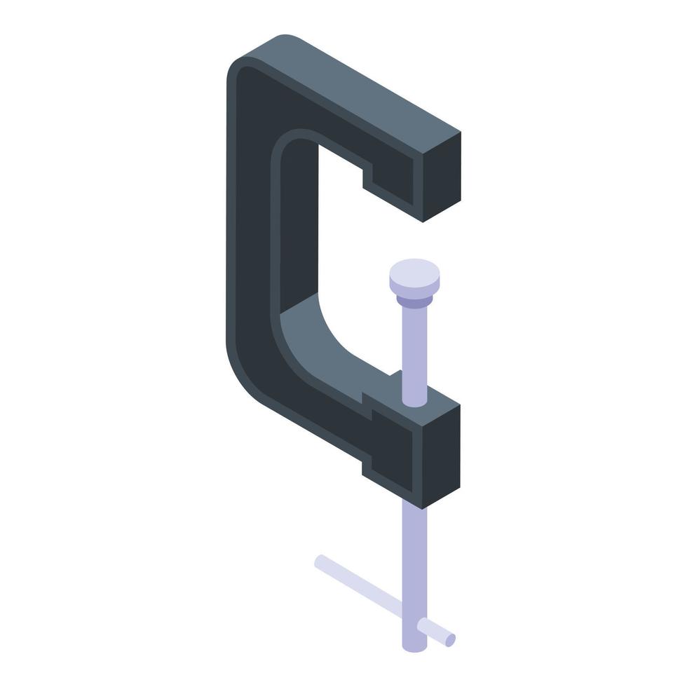 Steel clamp icon, isometric style vector