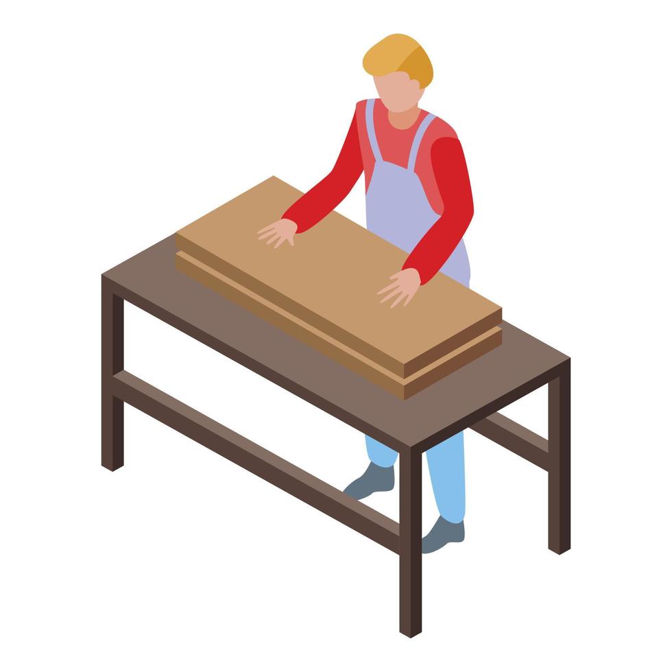 Roofing carpenter icon, isometric style vector