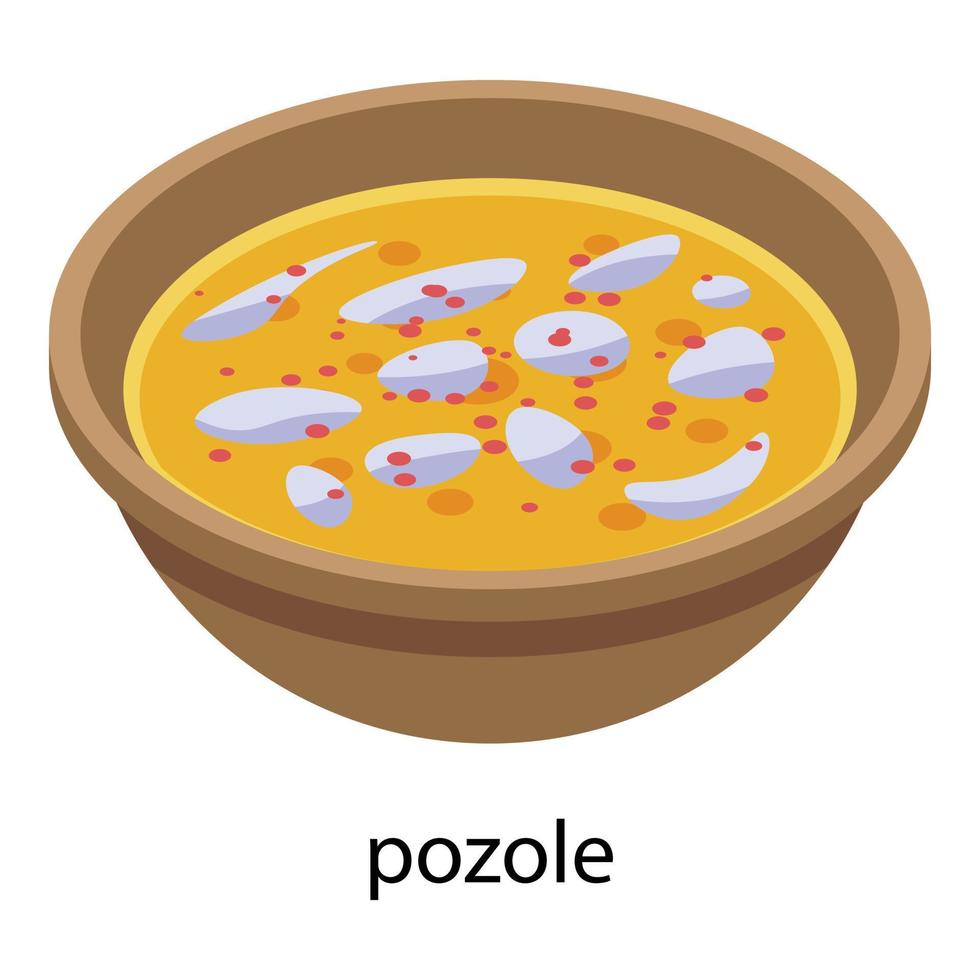 icono de comida pozole, estilo isométrico vector