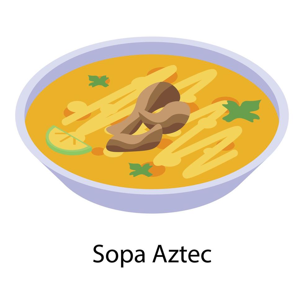 icono de sopa azteca, estilo isométrico vector