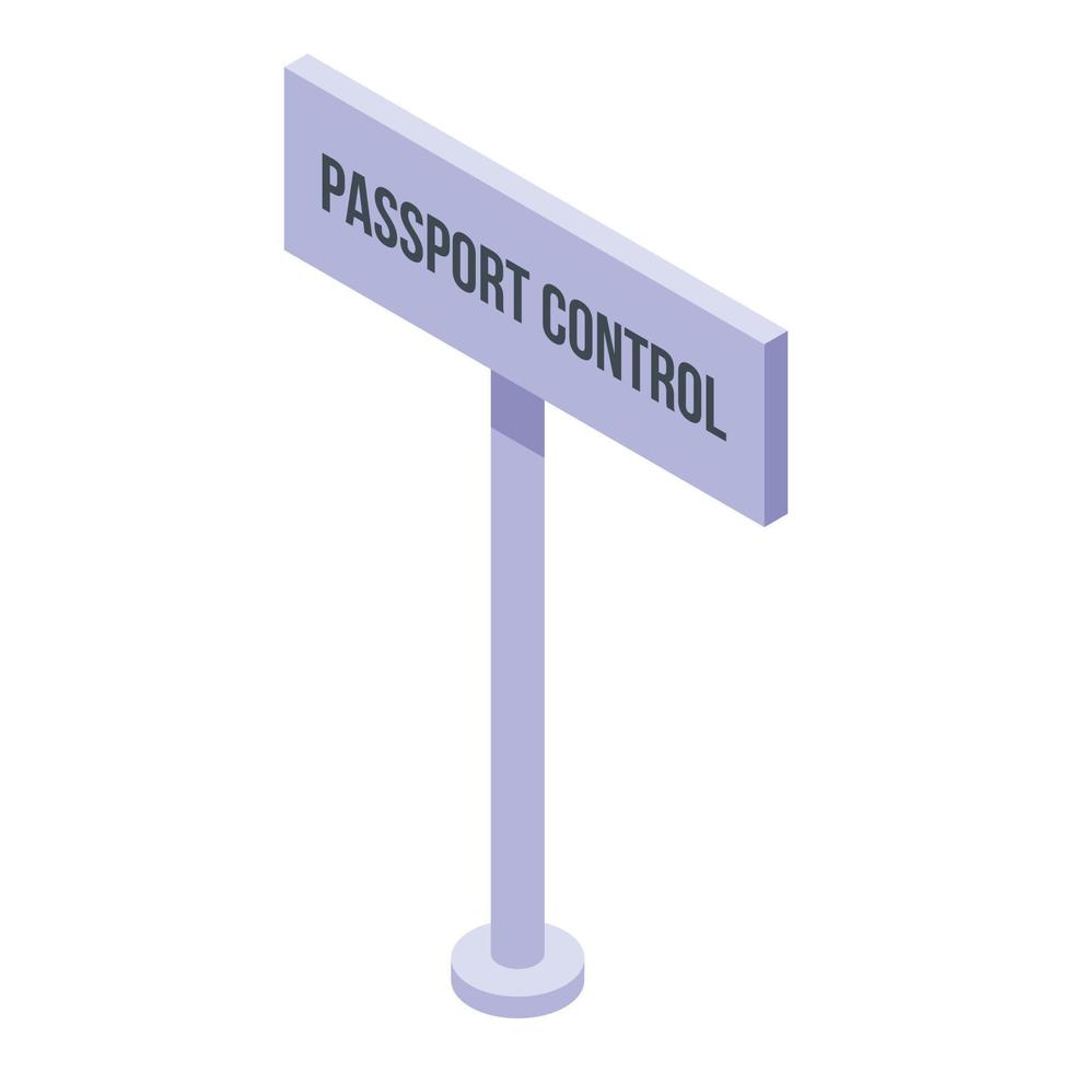 icono de signo de control de pasaporte, estilo isométrico vector