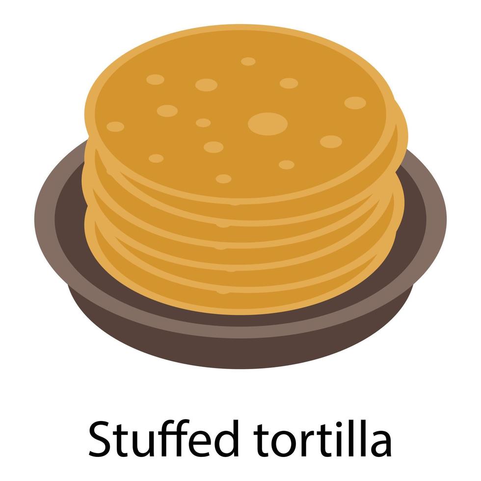 Stuffed tortilla icon, isometric style vector