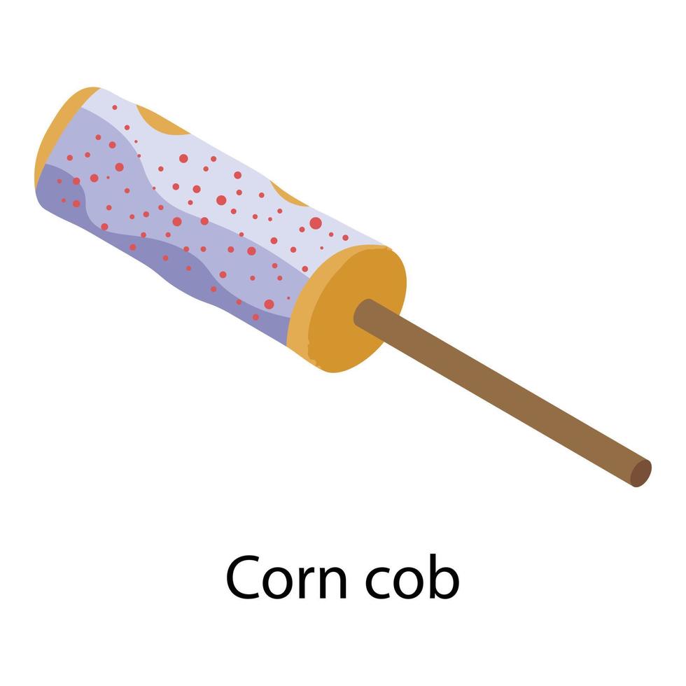 Corn cob icon, isometric style vector