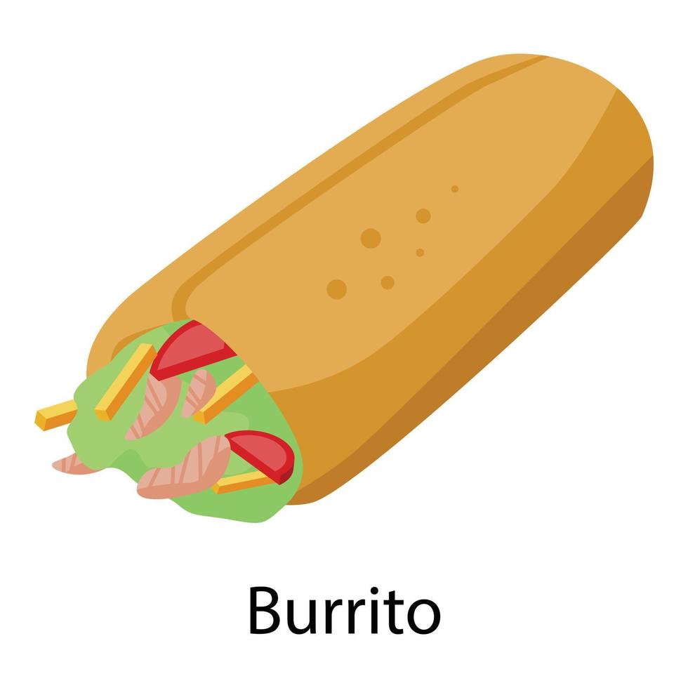Burrito icon, isometric style vector
