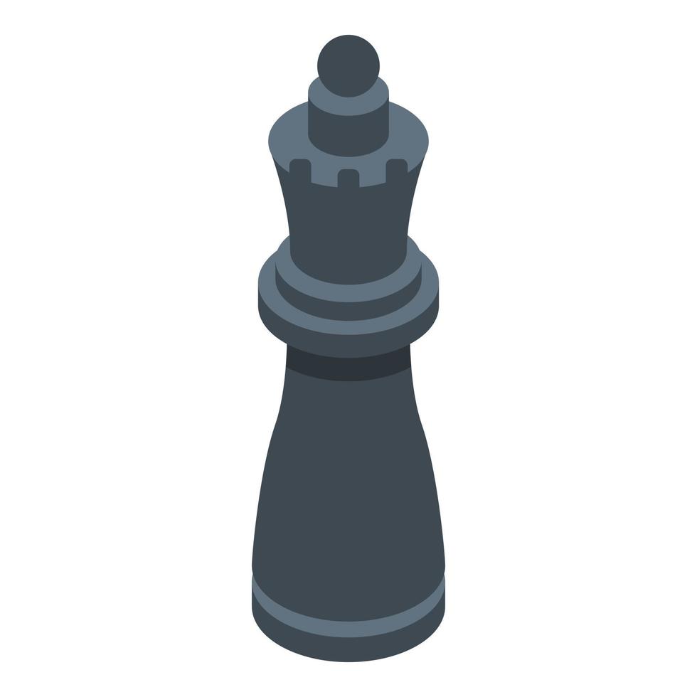 Black queen chess icon, isometric style vector