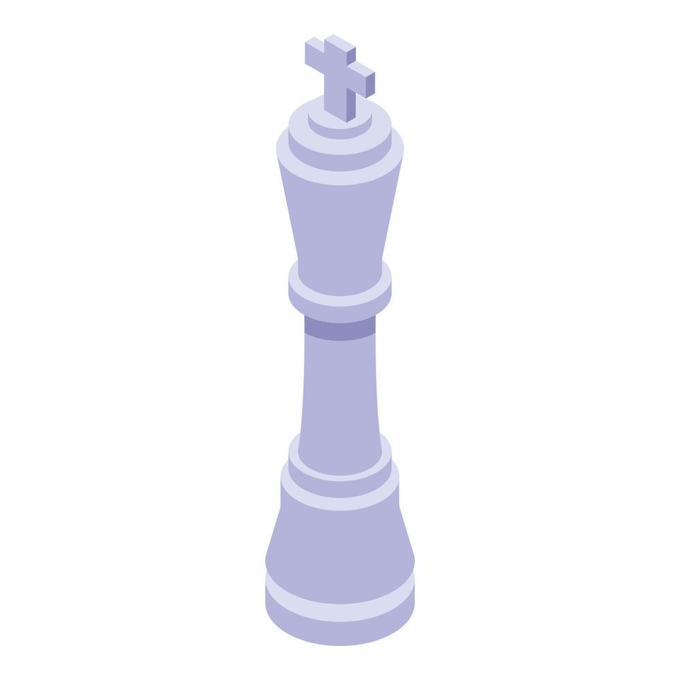 White chess king icon, isometric style vector