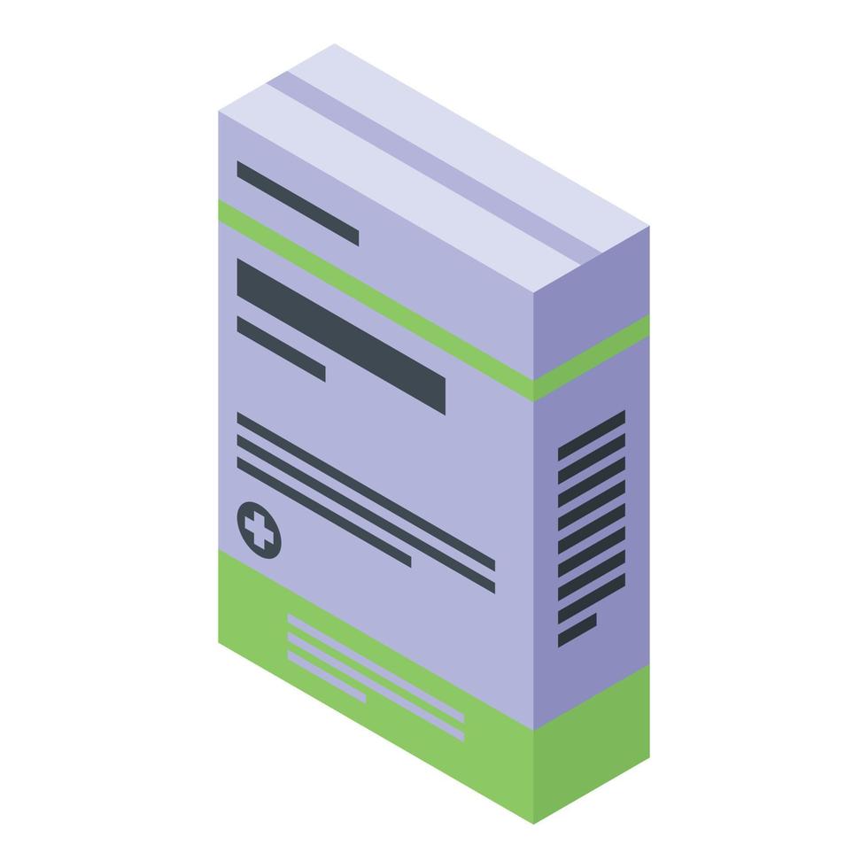 Disease flu pill box icon, isometric style vector