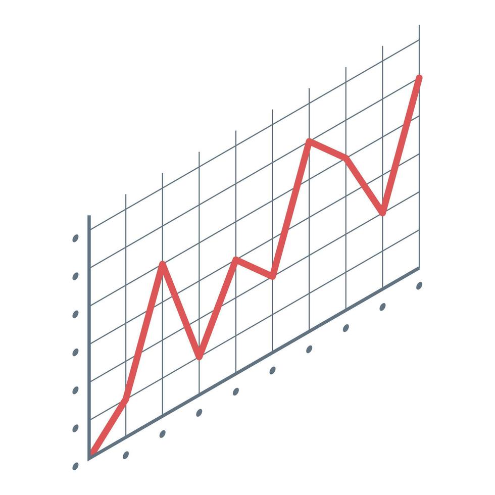 Failure chart icon, isometric style vector