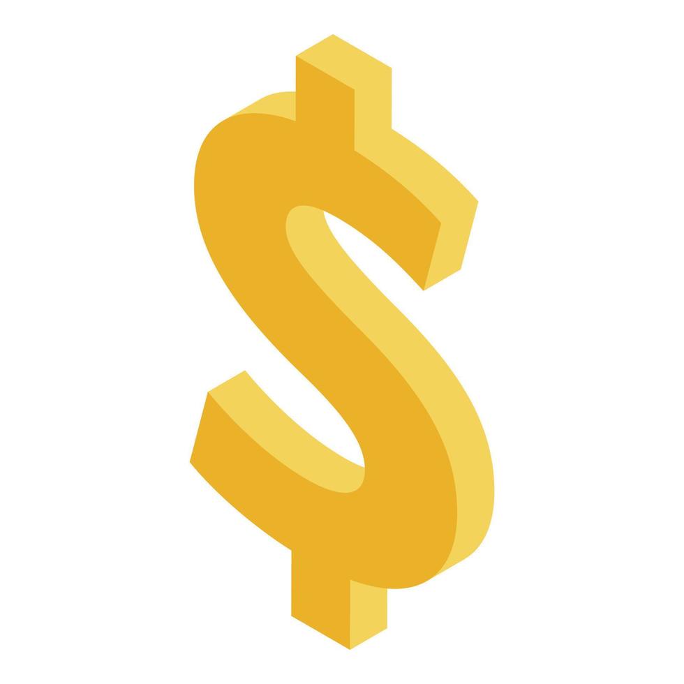 icono de signo de dólar, estilo isométrico vector