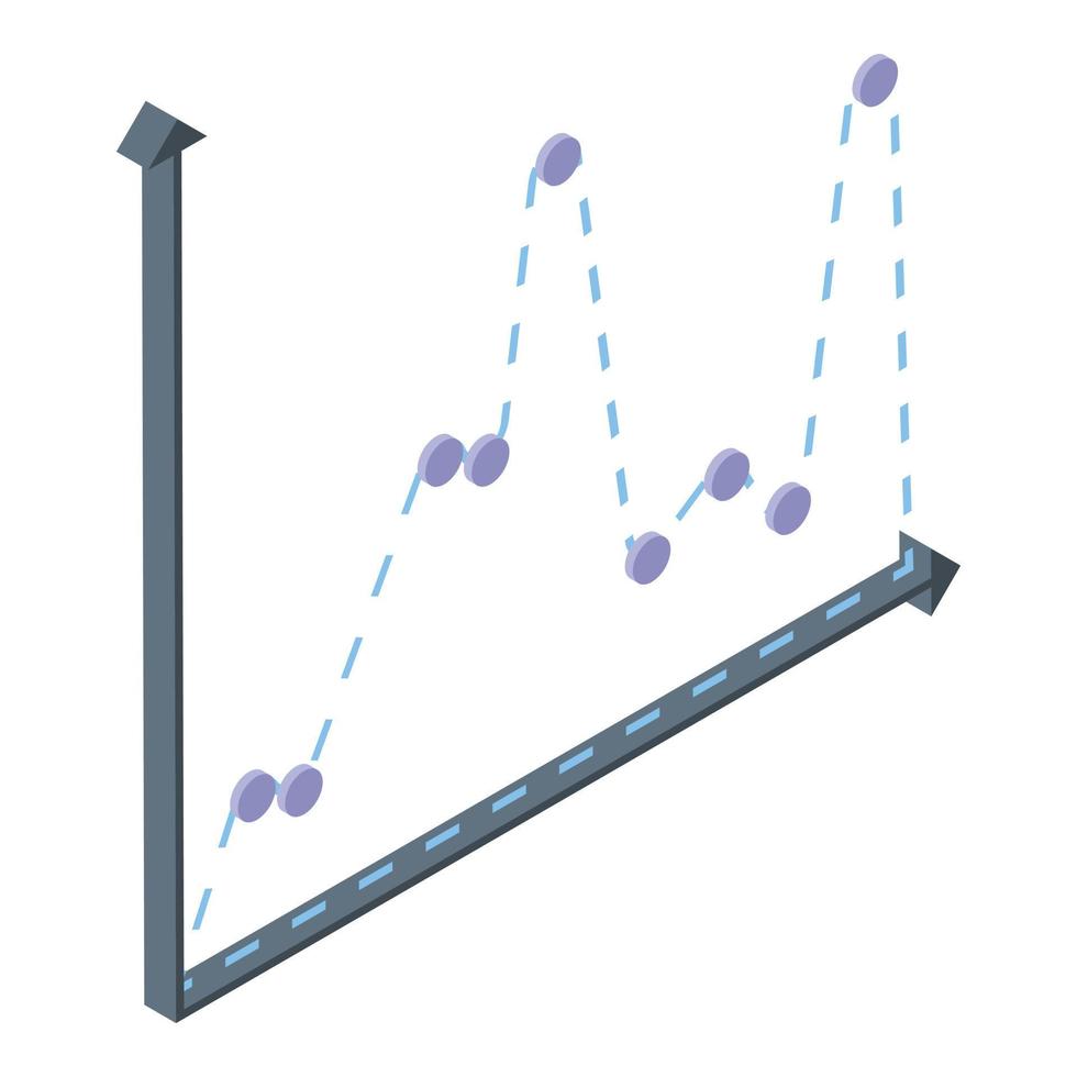 icono de gráfico de regresión de problemas, estilo isométrico vector