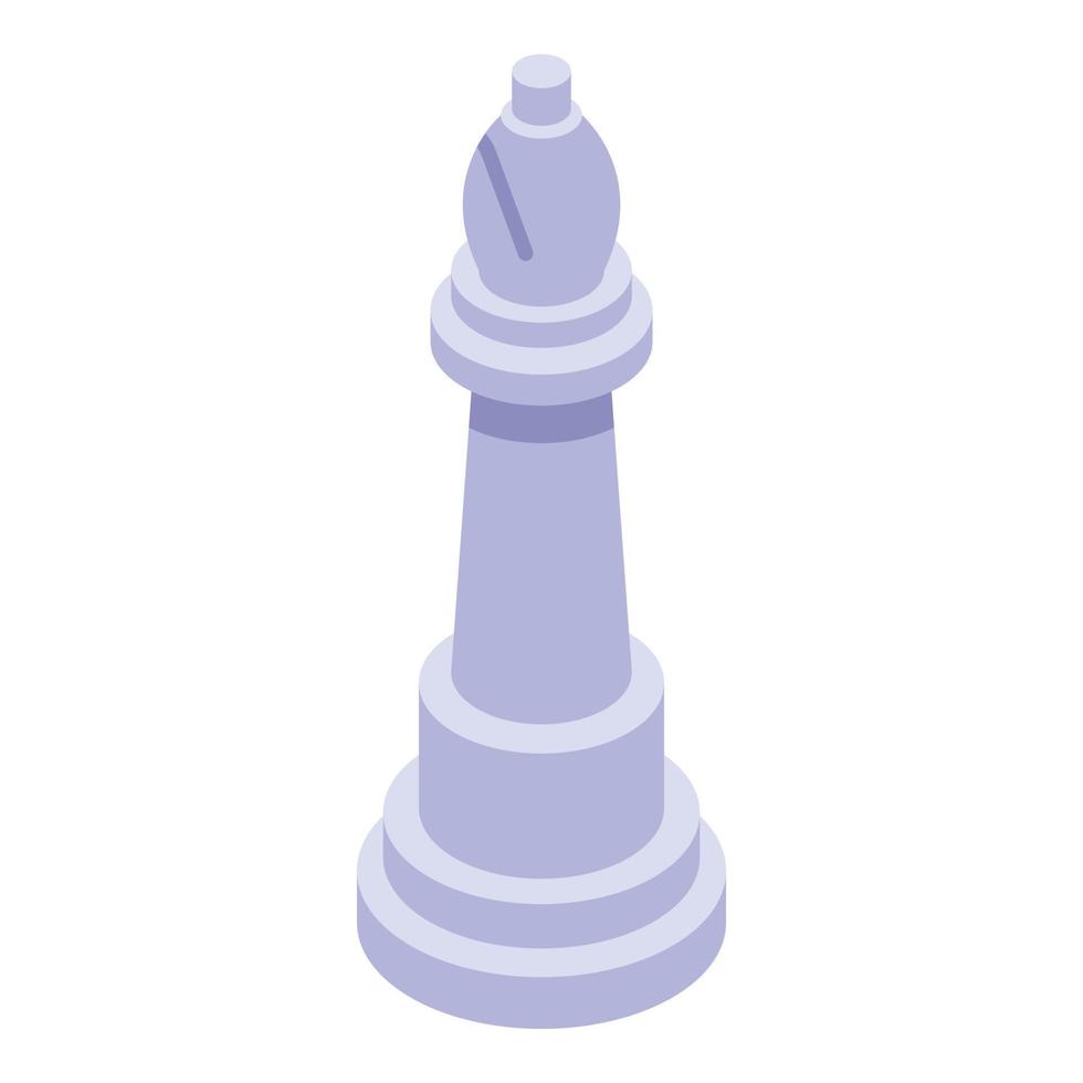 White chess bishop icon, isometric style vector