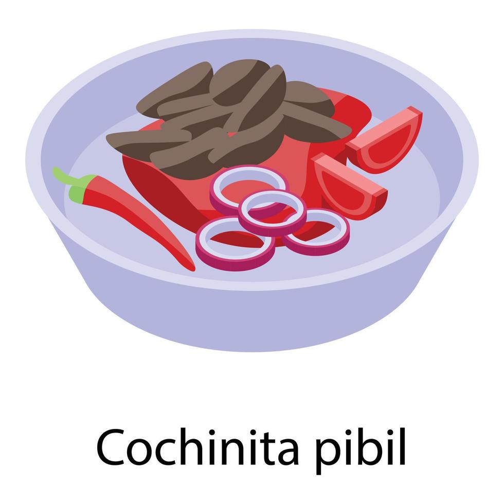 icono de comida cochinita, estilo isométrico vector