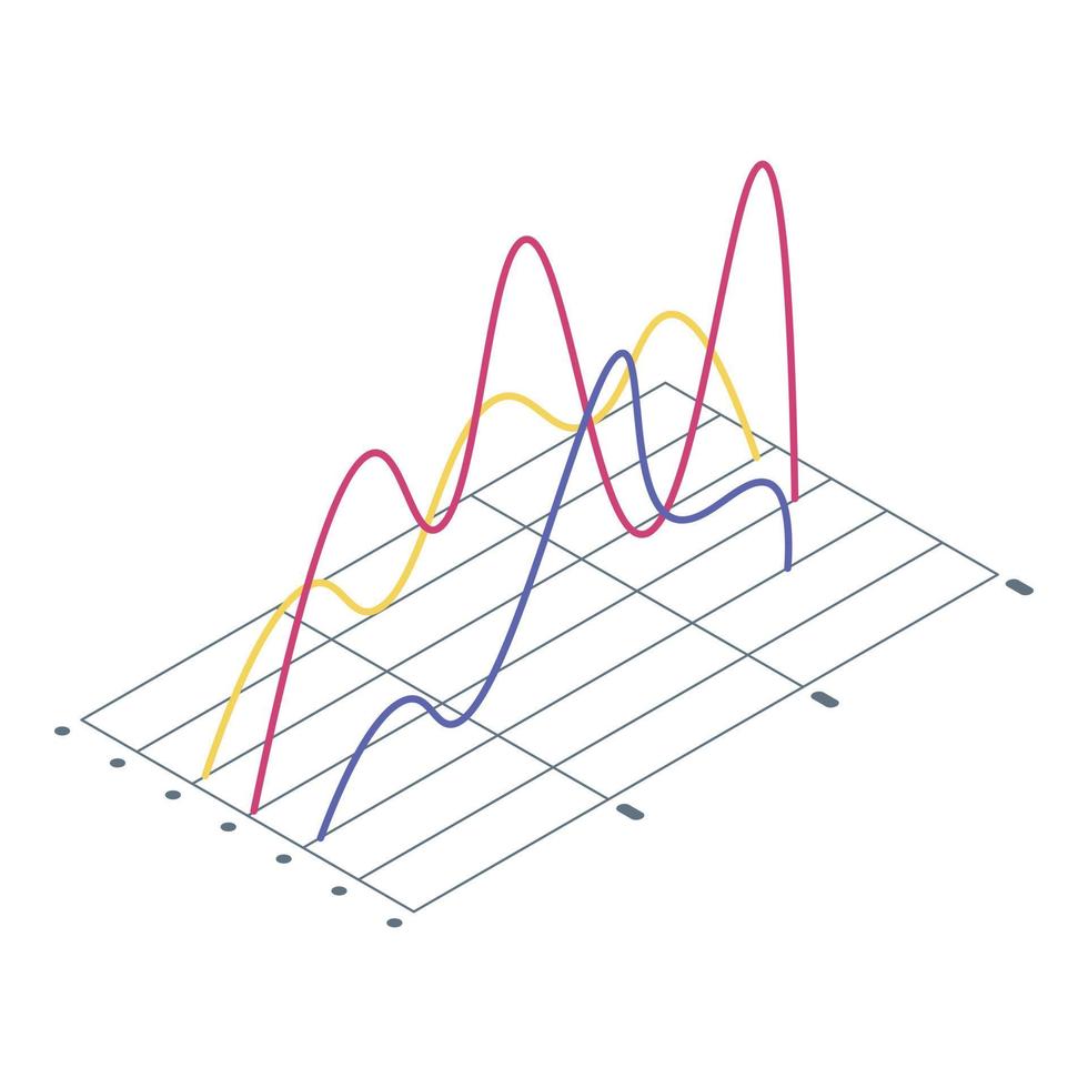 Trouble regression chart icon, isometric style vector