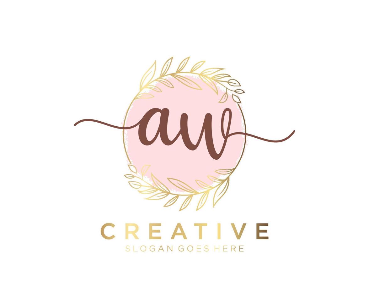 Initial AW feminine logo. Usable for Nature, Salon, Spa, Cosmetic and Beauty Logos. Flat Vector Logo Design Template Element.