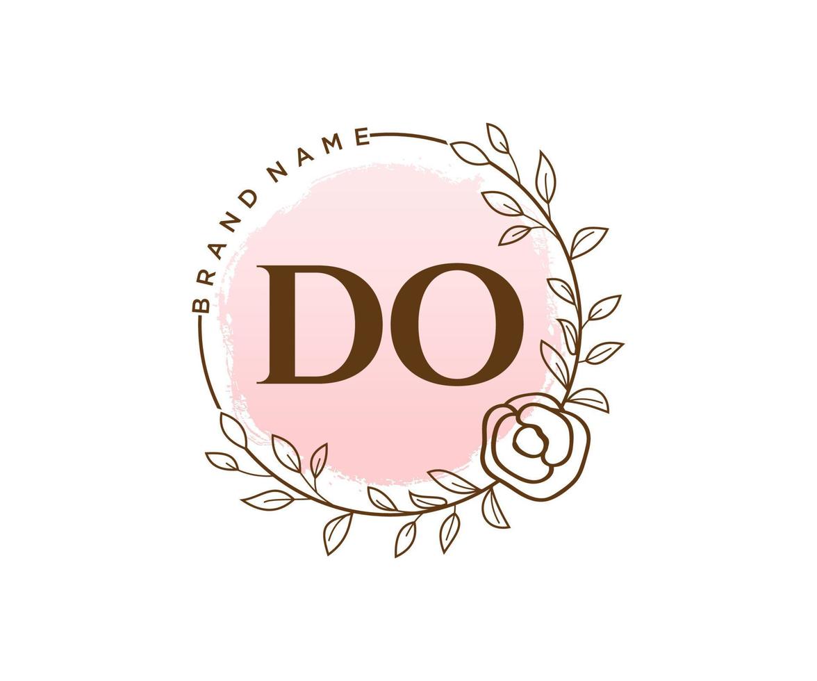Initial DO feminine logo. Usable for Nature, Salon, Spa, Cosmetic and Beauty Logos. Flat Vector Logo Design Template Element.