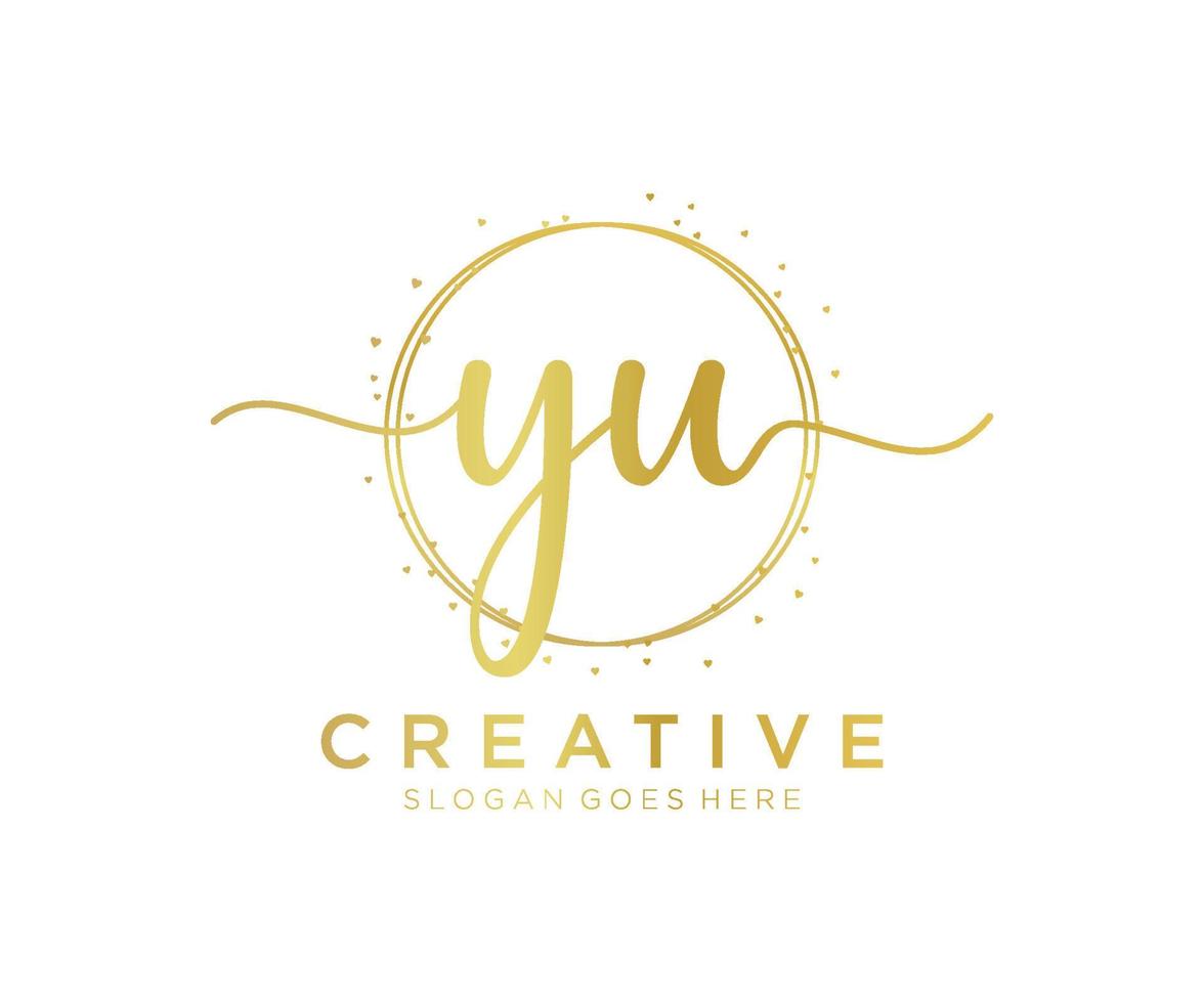 Initial YU feminine logo. Usable for Nature, Salon, Spa, Cosmetic and Beauty Logos. Flat Vector Logo Design Template Element.