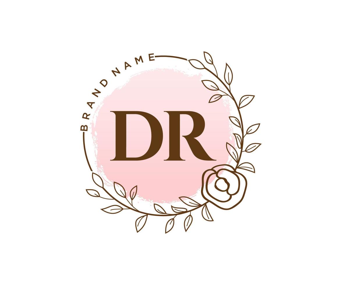 Initial DR feminine logo. Usable for Nature, Salon, Spa, Cosmetic and Beauty Logos. Flat Vector Logo Design Template Element.