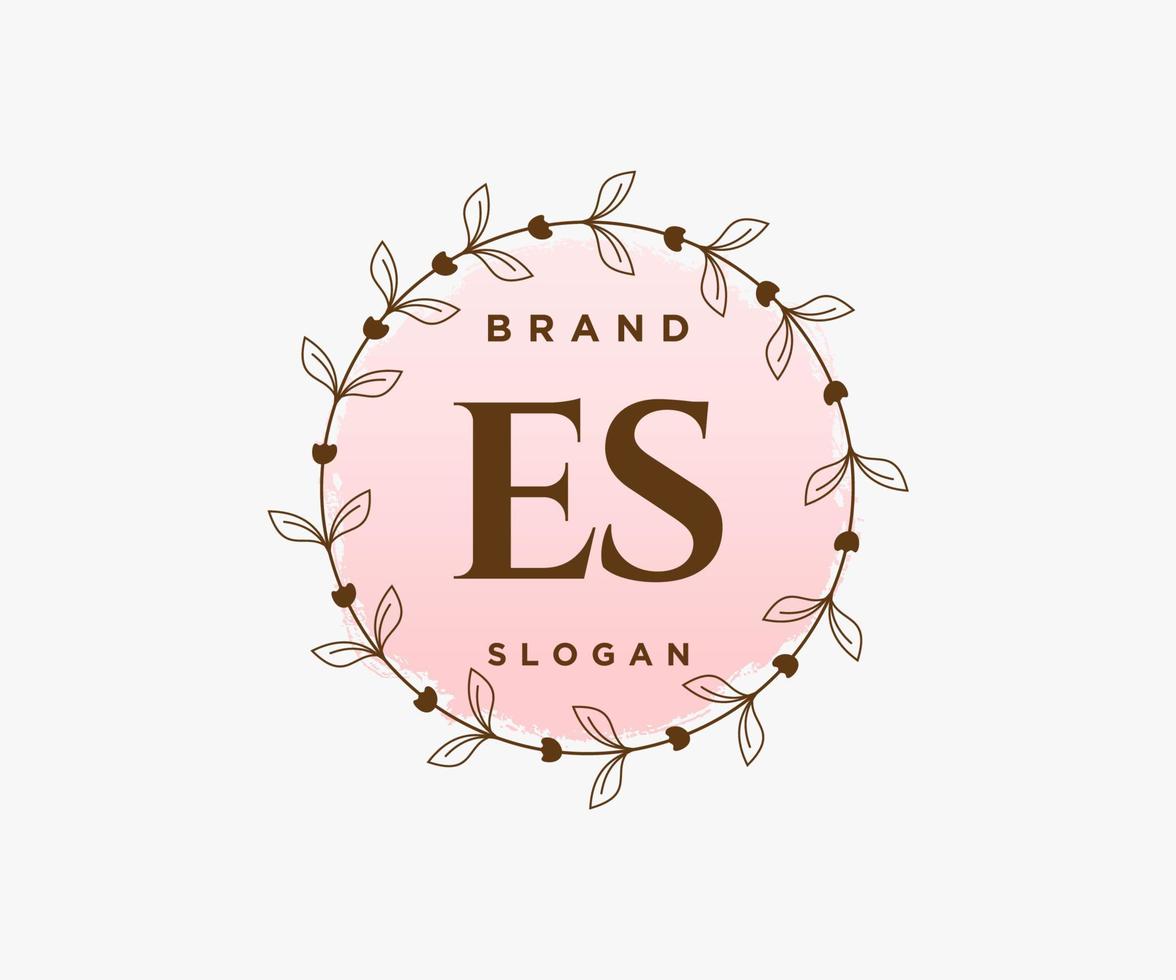 Initial ES feminine logo. Usable for Nature, Salon, Spa, Cosmetic and Beauty Logos. Flat Vector Logo Design Template Element.