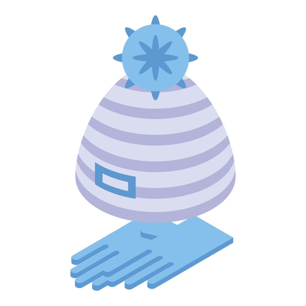 icono de sombreros de invierno frío, estilo isométrico vector