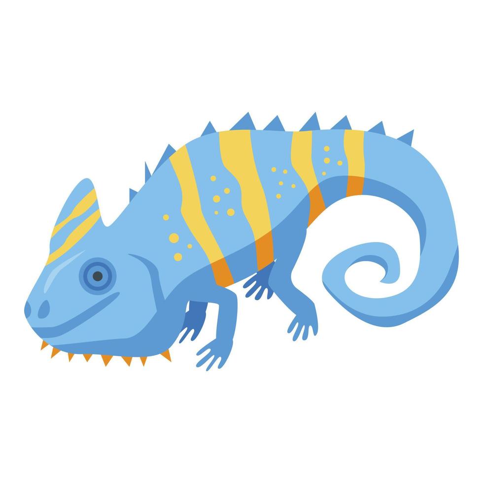 Blue funny chameleon icon, isometric style vector
